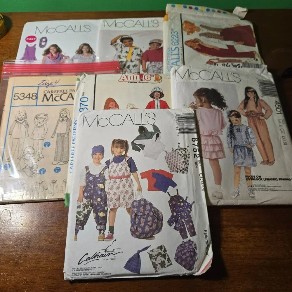 McCalls Kids clothing sewing patterns mixed lot leggings, capelet, unverified